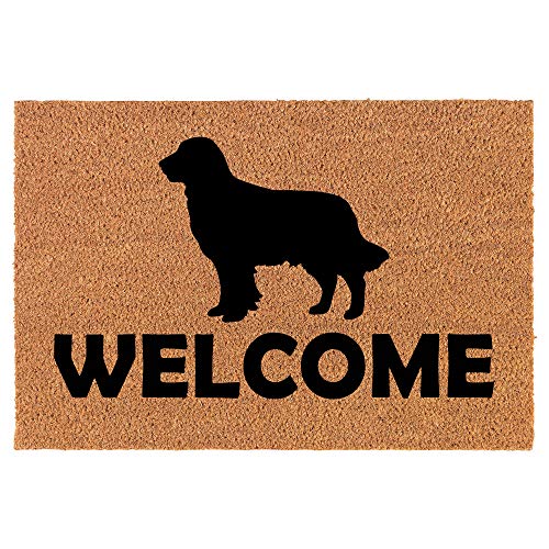 Coir Doormat Front Door Mat New Home Closing Housewarming Gift Welcome Golden Retriever (24" x 16" Small)