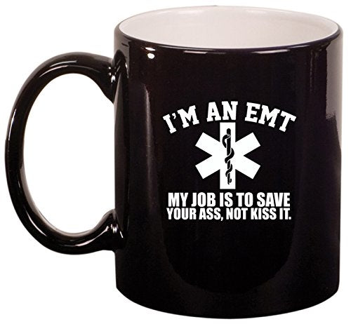 Ceramic Coffee Tea Mug EMT Job is to Save You (Black)