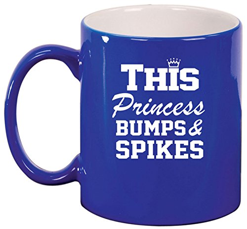 Ceramic Coffee Tea Mug Cup This Princess Bumps & Spikes Volleyball (Blue)