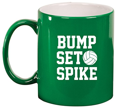 Ceramic Coffee Tea Mug Bump Set Spike Volleyball (Green)