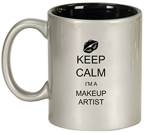 Ceramic Coffee Tea Mug Keep Calm I Am A Makeup Artist (Silver)