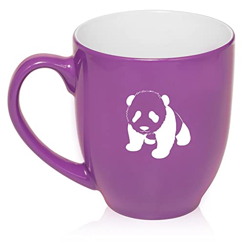 16 oz Large Bistro Mug Ceramic Coffee Tea Glass Cup Baby Panda (Purple),MIP
