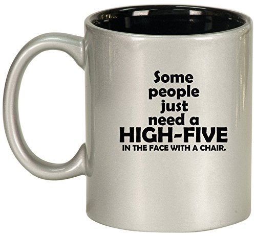 Ceramic Coffee Tea Mug Cup People Need High-fives Funny (Silver)