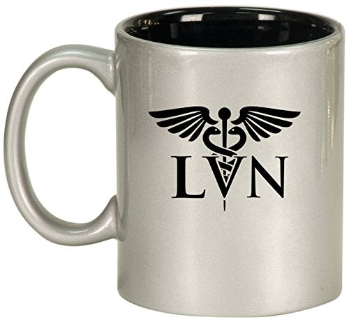Ceramic Coffee Tea Mug Cup LVN Licensed Vocational Nurse (Silver)