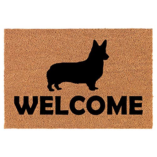 Coir Doormat Front Door Mat New Home Closing Housewarming Gift Welcome Corgi (24" x 16" Small)