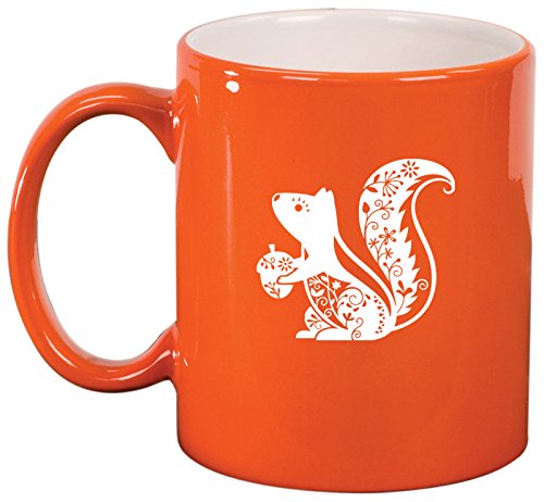 Ceramic Coffee Tea Mug Cup Fancy Squirrel (Orange)
