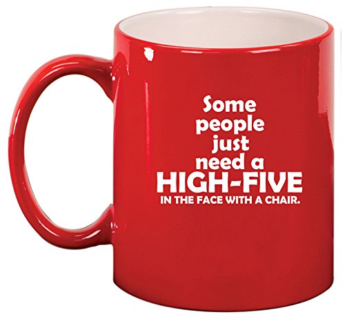 Ceramic Coffee Tea Mug Cup People Need High-fives Funny (Red)
