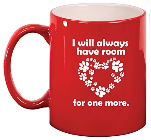 Ceramic Coffee Tea Mug Cup Room for One More Dog Cat Animal Paw Print (Red)