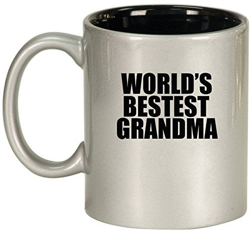 Ceramic Coffee Tea Mug World's Best Grandma (Silver)