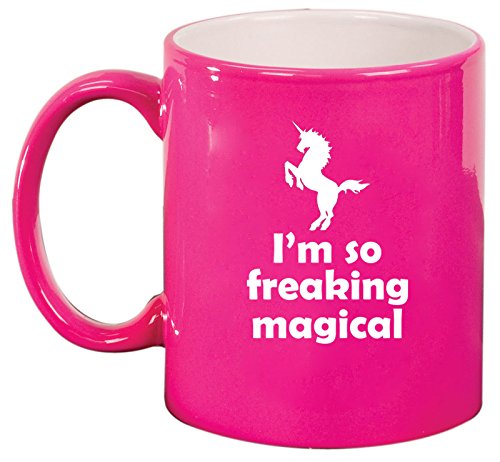 Ceramic Coffee Tea Mug Cup I'm So Freaking Magical Unicorn (Pink)