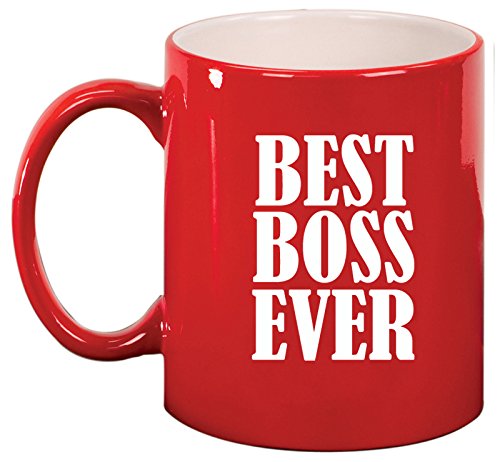 Ceramic Coffee Tea Mug Cup Best Boss Ever (Red)