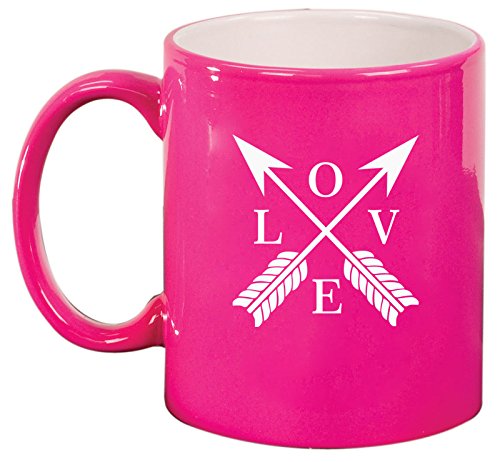 Ceramic Coffee Tea Mug Cup Love Arrows (Pink)