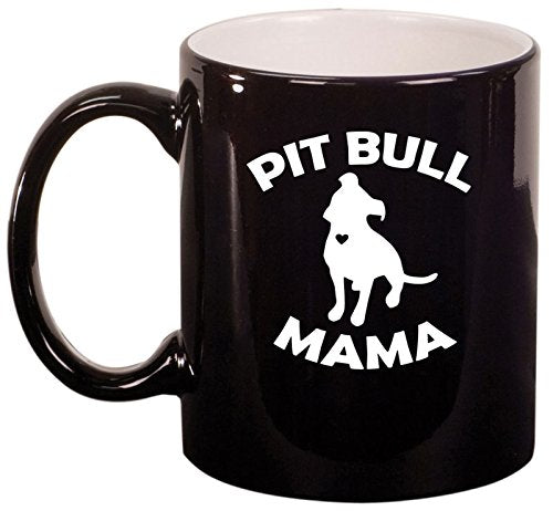 Ceramic Coffee Tea Mug Cup Pit Bull Mama (Black)