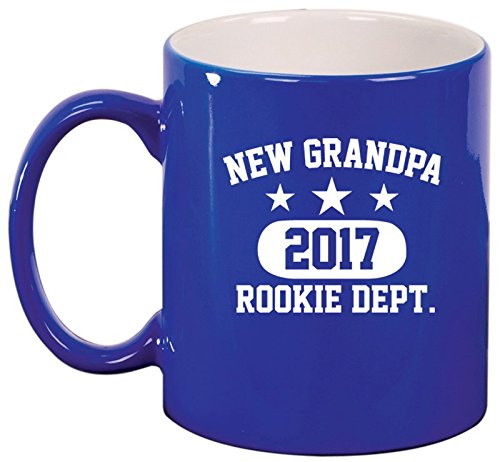 Ceramic Coffee Tea Mug Cup New Grandpa 2017 Grandfather Rookie Dept (Blue)