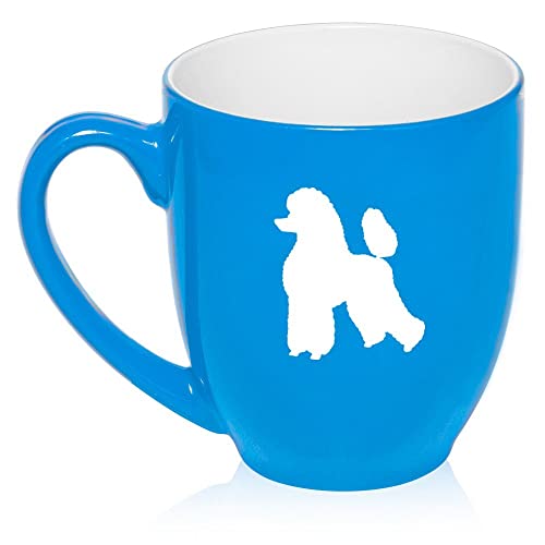 16 oz Large Bistro Mug Ceramic Coffee Tea Glass Cup Poodle (Light Blue),MIP