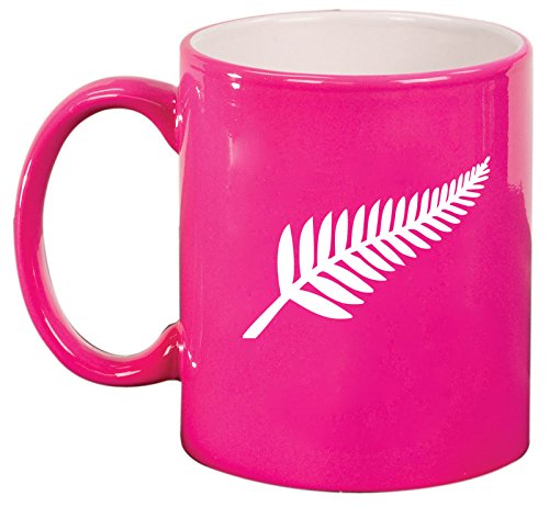 Ceramic Coffee Tea Mug Cup New Zealand Silver Fern (Pink)