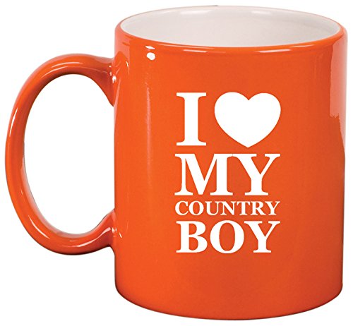 Ceramic Coffee Tea Mug I Love My Country Boy (Orange)