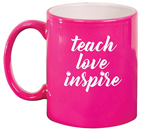 Ceramic Coffee Tea Mug Cup Teach Love Inspire Teacher (Pink)
