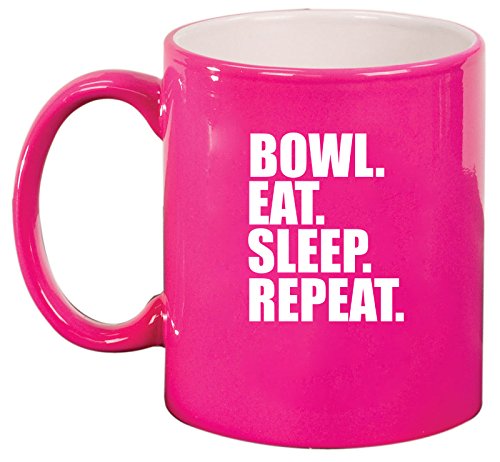 Ceramic Coffee Tea Mug Cup Bowl Eat Sleep Repeat (Pink)