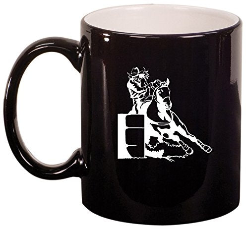 Ceramic Coffee Tea Mug Cup Female Barrel Racing Cowgirl (Black)