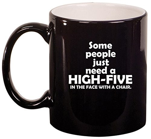 Ceramic Coffee Tea Mug Cup People Need High-fives Funny (Black)