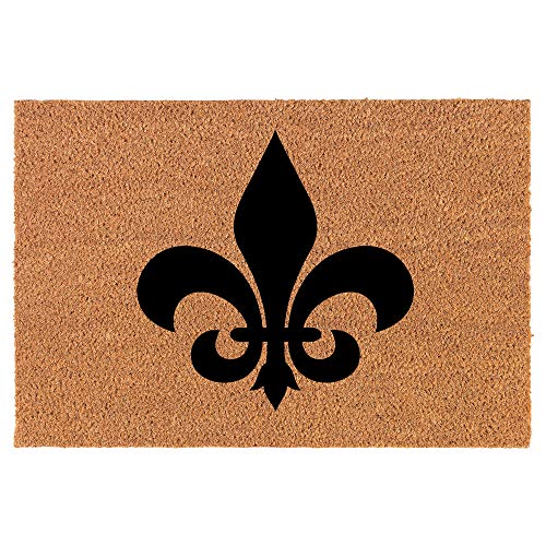 Coir Doormat Front Door Mat New Home Closing Housewarming Gift Fleur-de-lis (24" x 16" Small)