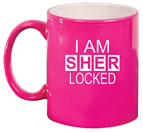 Ceramic Coffee Tea Mug I Am Sherlocked (Hot Pink)