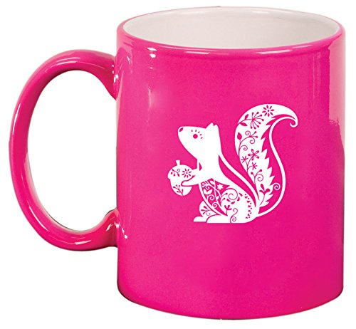 Ceramic Coffee Tea Mug Cup Fancy Squirrel (Pink)