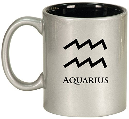 Ceramic Coffee Tea Mug Cup Aquarius (Silver)