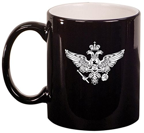 Ceramic Coffee Tea Mug Cup Russia Russian Eagle (Black)