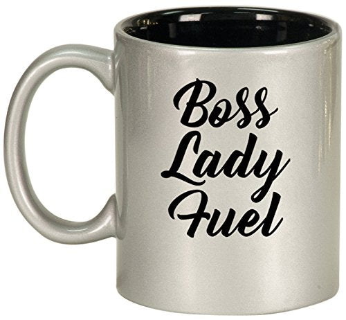 Ceramic Coffee Tea Mug Cup Boss Lady Fuel (Silver)