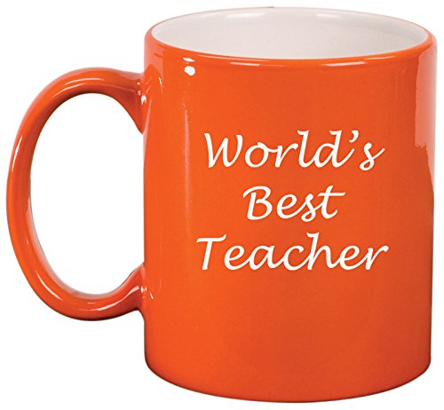 Ceramic Coffee Tea Mug World's Best Teacher (Orange)