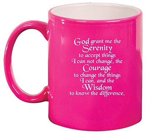 Ceramic Coffee Tea Mug Cup Serenity Quote (Pink)
