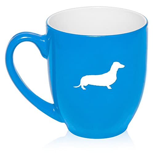 16 oz Light Blue Large Bistro Mug Ceramic Coffee Tea Glass Cup Dachshund,MIP