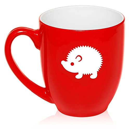 16 oz Large Bistro Mug Ceramic Coffee Tea Glass Cup Hedgehog (Red),MIP