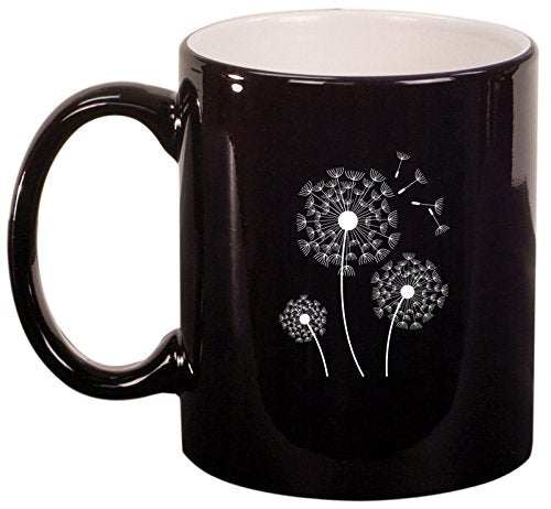 Ceramic Coffee Tea Mug Cup Dandelions (Black)