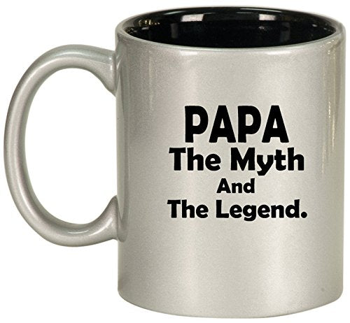 Ceramic Coffee Tea Mug Cup Papa Myth Legend (Silver)