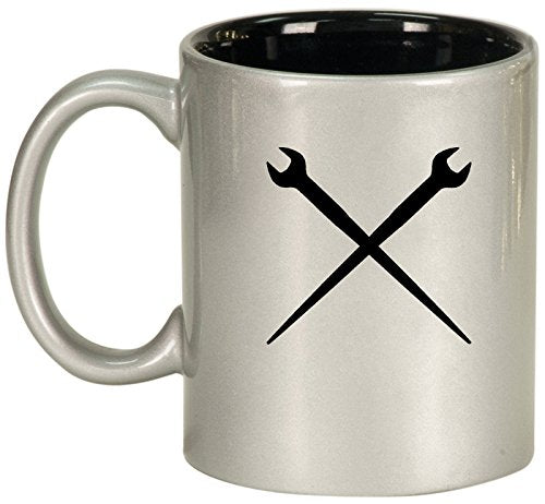 Ceramic Coffee Tea Mug Cup Spud Wrenches Iron Worker (Silver)