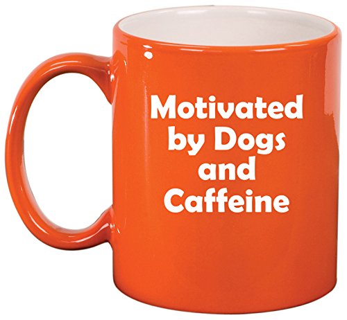 Ceramic Coffee Tea Mug Cup Motivated By Dogs And Caffeine (Orange)