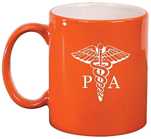 PA Physician Assistant Caduceus Ceramic Coffee Tea Mug Cup (Orange)