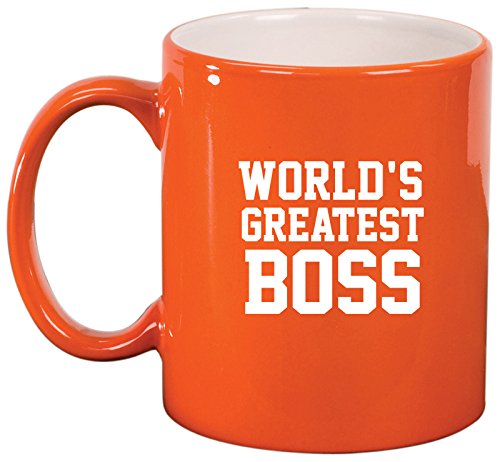 Ceramic Coffee Tea Mug Cup World's Greatest Boss (Orange)