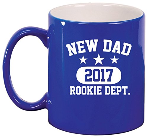 Ceramic Coffee Tea Mug Cup New Dad 2017 Father Rookie Dept (Blue)
