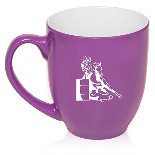 16 oz Large Bistro Mug Ceramic Coffee Tea Glass Cup Female Barrel Racing Cowgirl (Purple),MIP