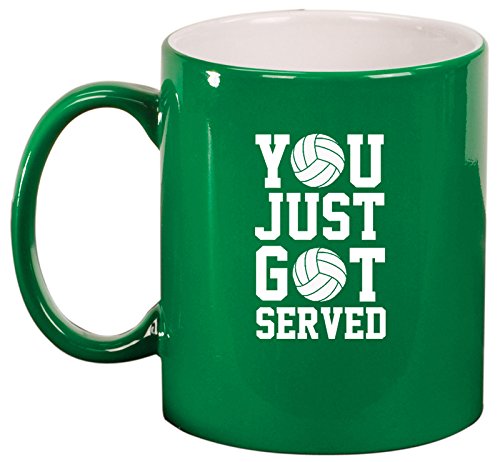 Ceramic Coffee Tea Mug You Just Got Served Volleyball (Green)