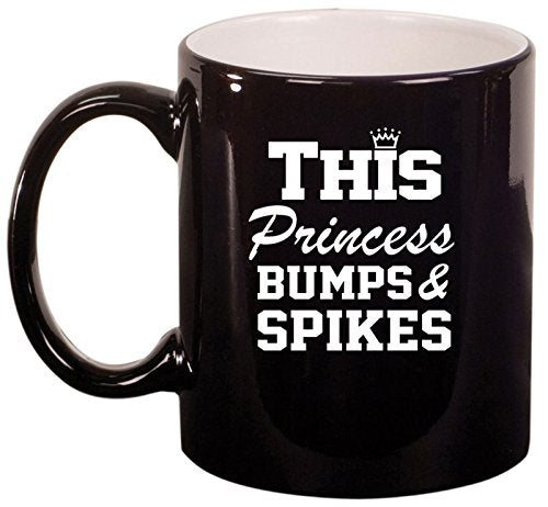 Ceramic Coffee Tea Mug Cup This Princess Bumps & Spikes Volleyball (Black)