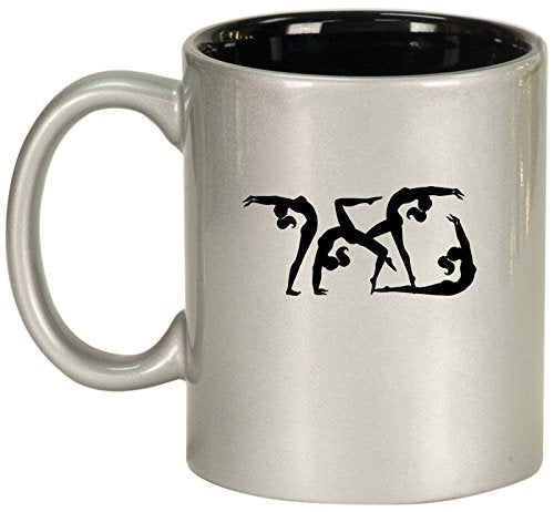 Ceramic Coffee Tea Mug Cup Female Gymastics (Silver)