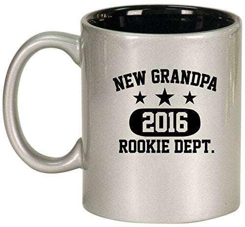 Ceramic Coffee Tea Mug Cup New Grandpa 2016 Grandfather Rookie Dept (Silver)