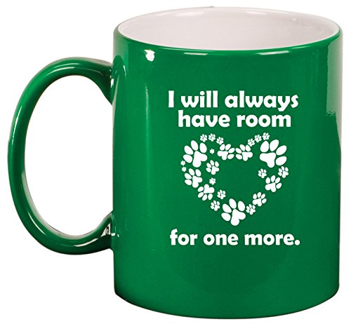 Ceramic Coffee Tea Mug Cup Room for One More Dog Cat Animal Paw Print (Green)