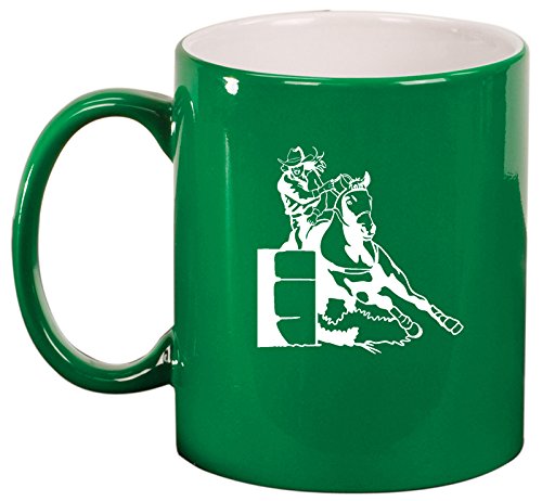 Ceramic Coffee Tea Mug Cup Female Barrel Racing Cowgirl (Green)