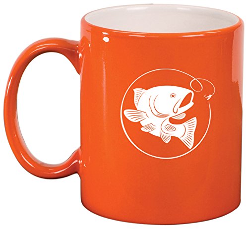 Ceramic Coffee Tea Mug Cup Fly Fishing (Orange)